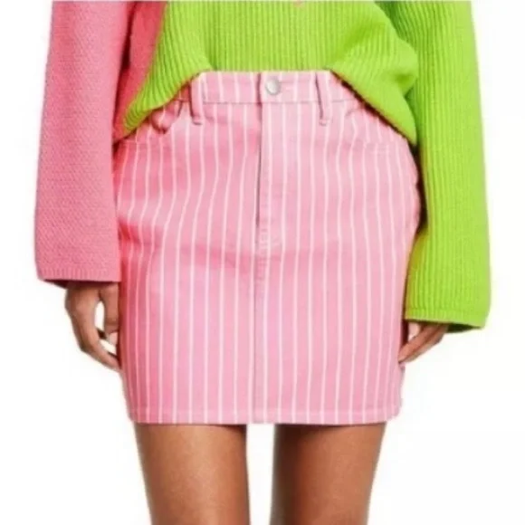 NWT Victor Glemaud for Target pink stripe denim jean mini skirt - Picture 1 of 5